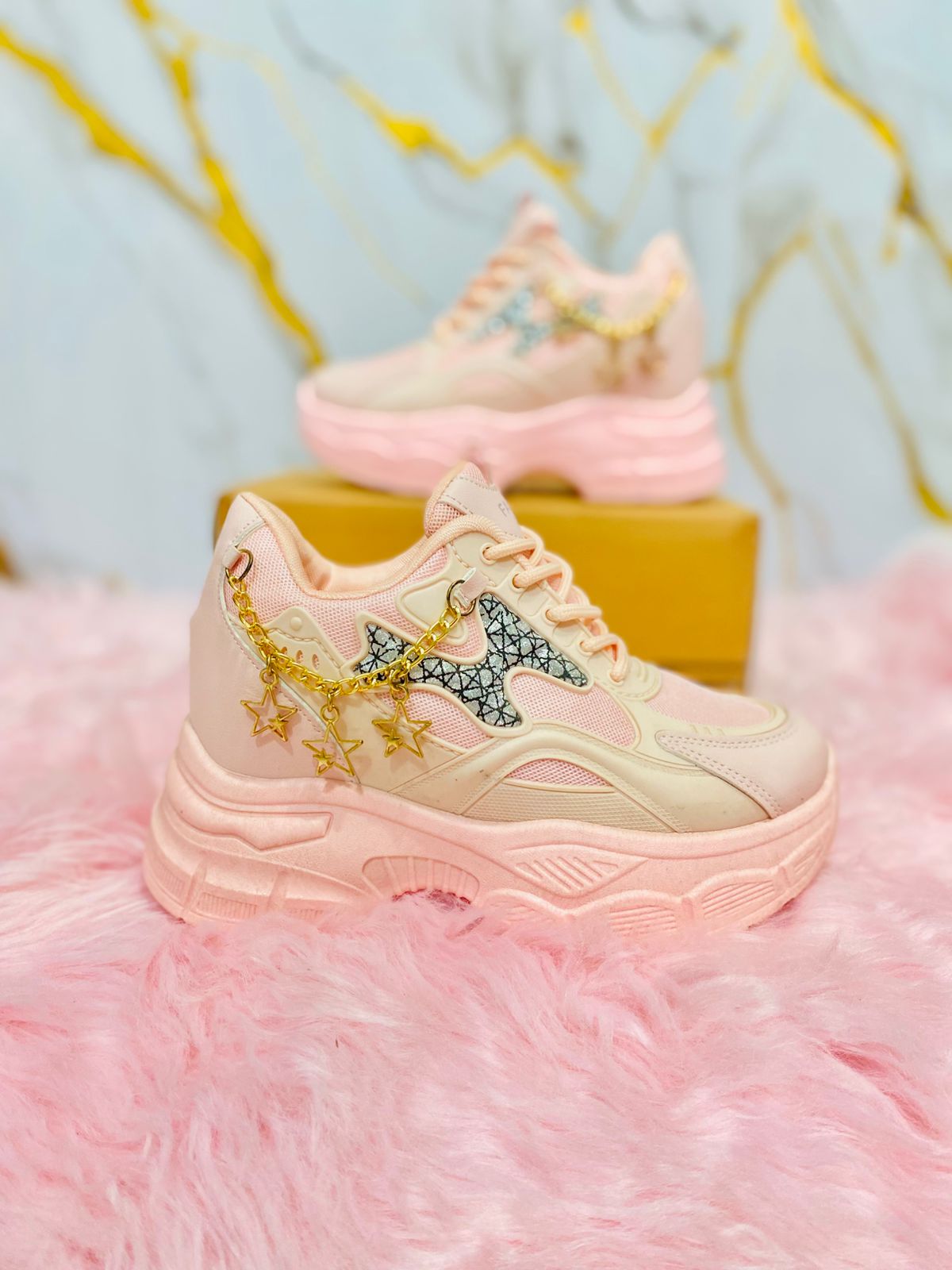 Women High Heel Sneakers Chunky Sole