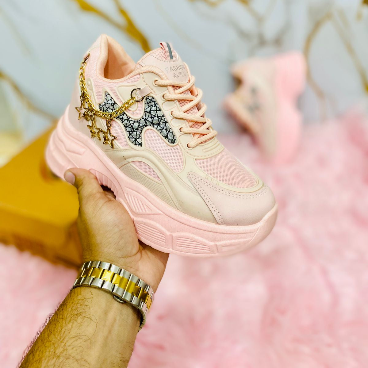 Women High Heel Sneakers Chunky Sole