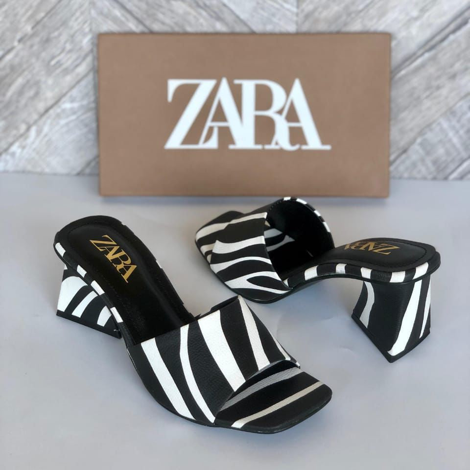 Zebra Stripe Block Heel Mules For Women – By ZARA